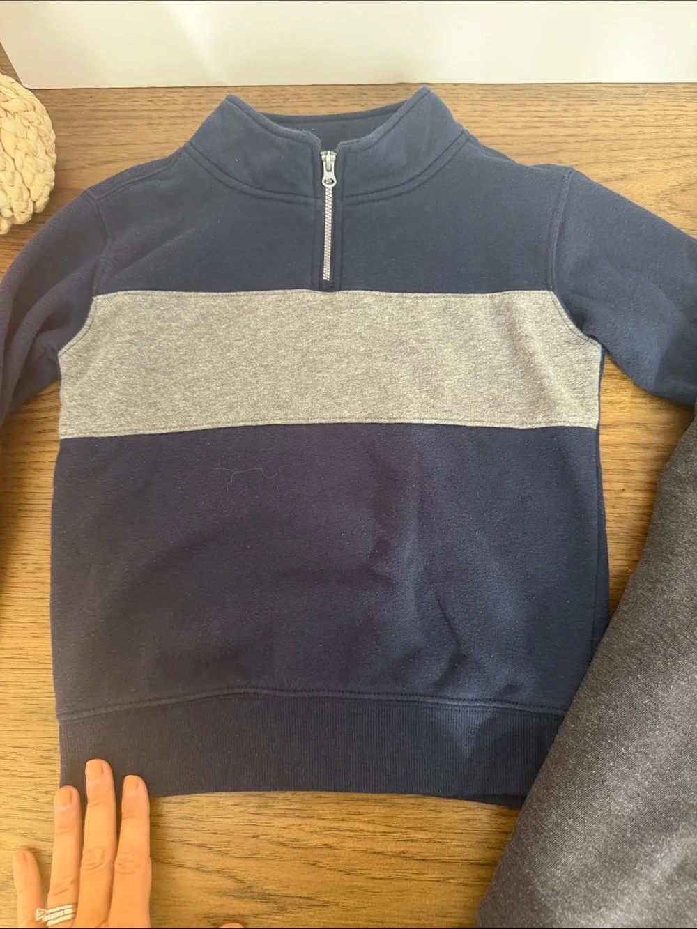 jumping beans Boys' Navy & Charcoal Zip-Up Sweaters with Heather Stripe
